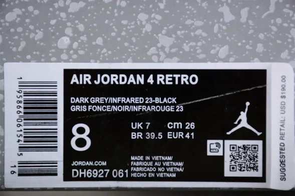  Nike Air Jordan 4 Infrared DH6927-061 